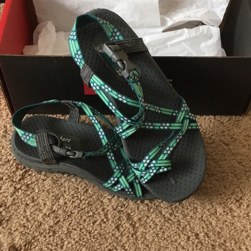 Grey and green outdoor sandals